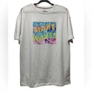 New! BP. short sleeve Make waves t-shirt, cotton, white, size women's small